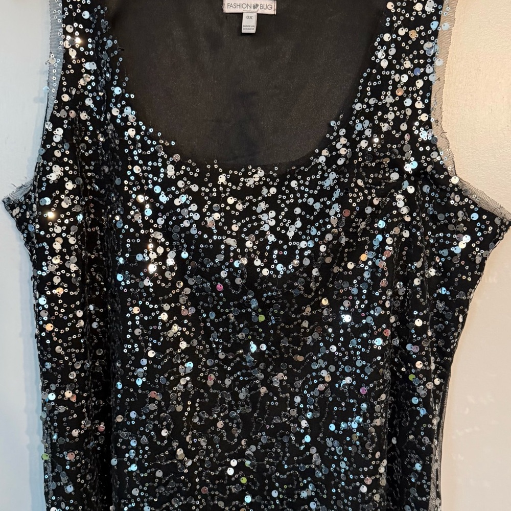 Fashion Bug Shimmering Black Sequin Tank